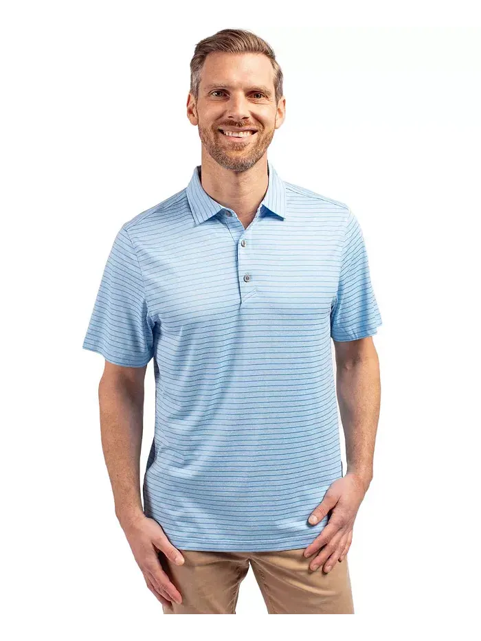 Футболка-поло мужская Forge Eco Heather Stripe Stretch Recycled Cutter & Buck — изображение 1 из 2