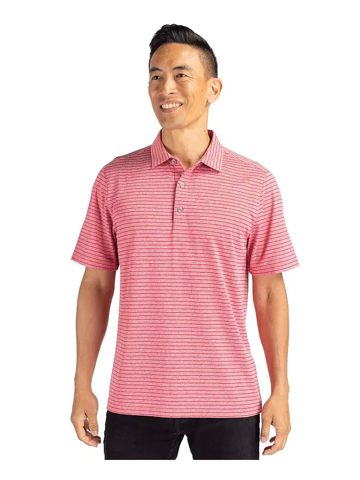 Футболка-поло мужская Forge Eco Heather Stripe Stretch Recycled Cutter & Buck — изображение 1 из 2, красный