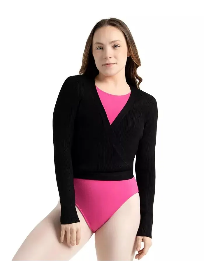 Свитер-обертка из ребристого трикотажа Capezio — изображение 1 из 4, черный