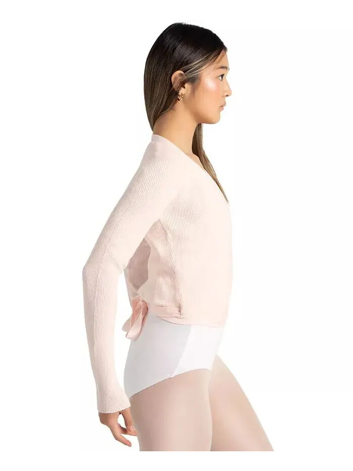 Свитер-обертка из ребристого трикотажа Capezio — изображение 2 из 3, розовый