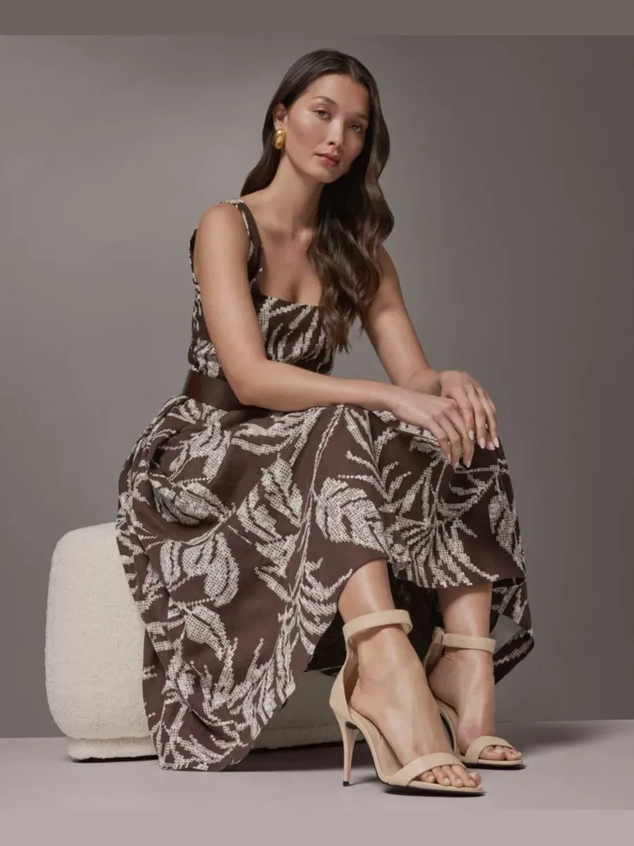 Женское миди-платье с принтом и квадратным вырезом Donna Karan New York — изображение 11 из 12, мульти