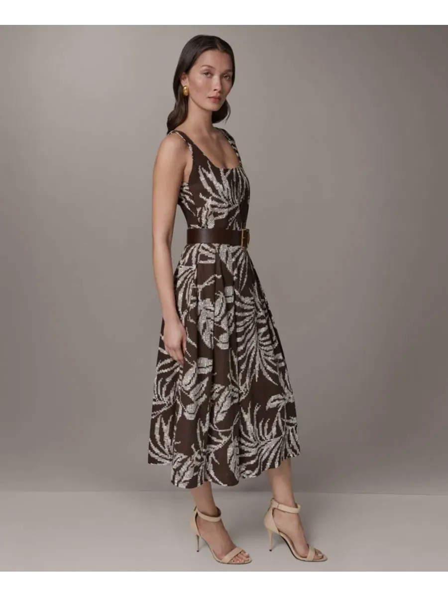 Женское миди-платье с принтом и квадратным вырезом Donna Karan New York — изображение 3 из 12, мульти