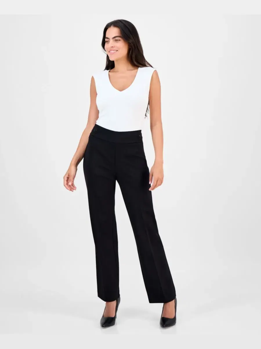 Женские брюки с боковой застежкой и застежкой на пуговицах Anne Klein Essentials — изображение 1 из 4, черный
