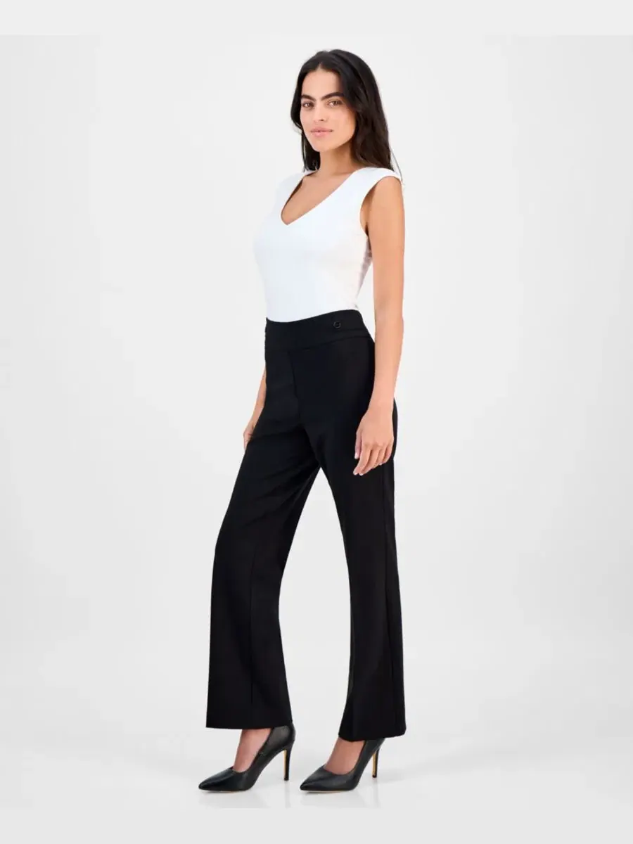 Женские брюки с боковой застежкой и застежкой на пуговицах Anne Klein Essentials — изображение 3 из 4, черный