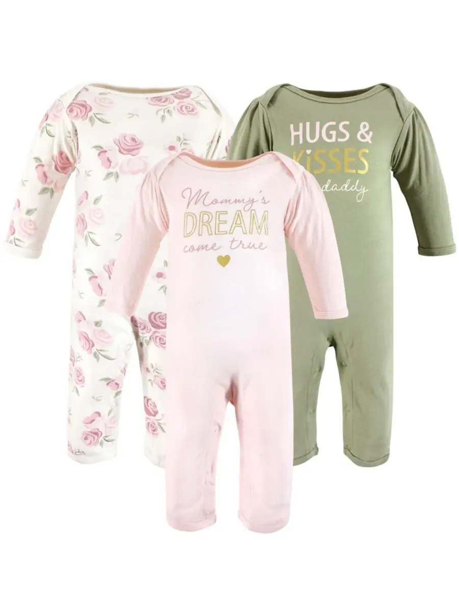 Мягкий хлопковый комбинезон для девочек Hudson Baby, Mom Dad Floral — изображение 1 из 5