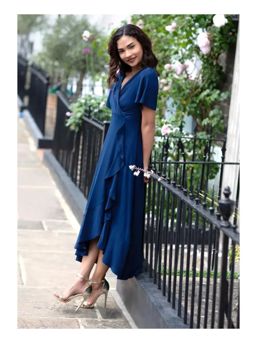 Платье «Водопад» для невысоких девушек Alie Street London — изображение 7 из 8, темно-синий