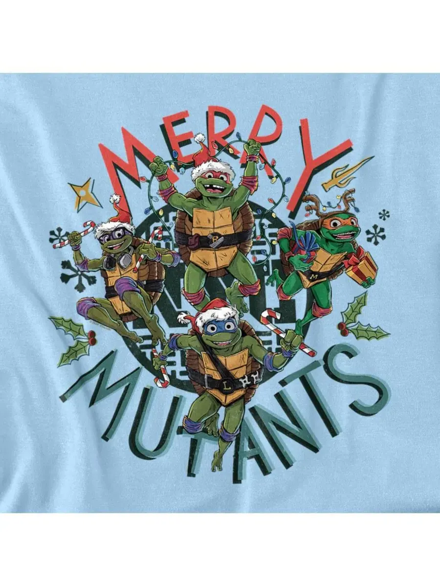 Мужская рождественская футболка "Веселые мутанты" Teenage Mutant Ninja Turtles — изображение 2 из 3, светлый синий