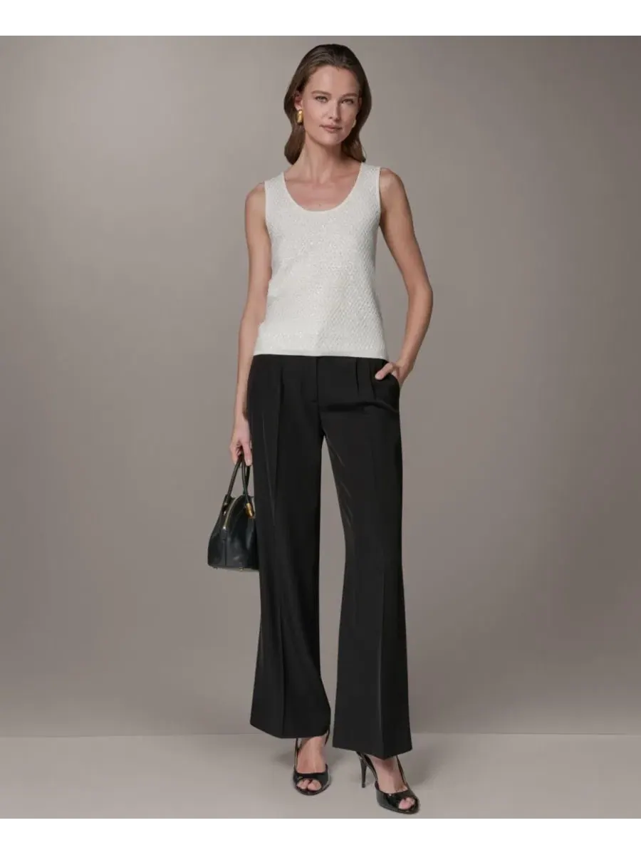 Женский топ-майка с вырезом-лодочкой, украшенный пайетками Donna Karan New York — изображение 6 из 6, бежевый