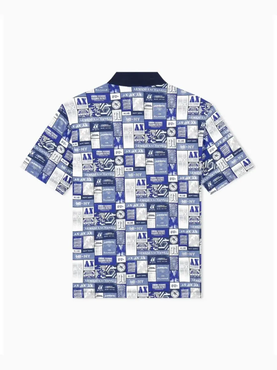 Поло из хлопкового джерси с принтом Collage Logo A|X Armani Exchange — изображение 3 из 8, белый