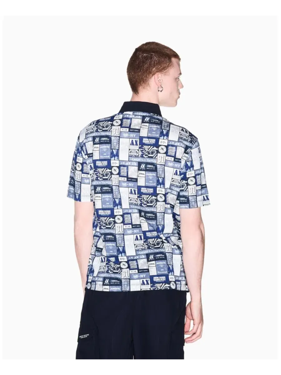 Поло из хлопкового джерси с принтом Collage Logo A|X Armani Exchange — изображение 4 из 8, белый