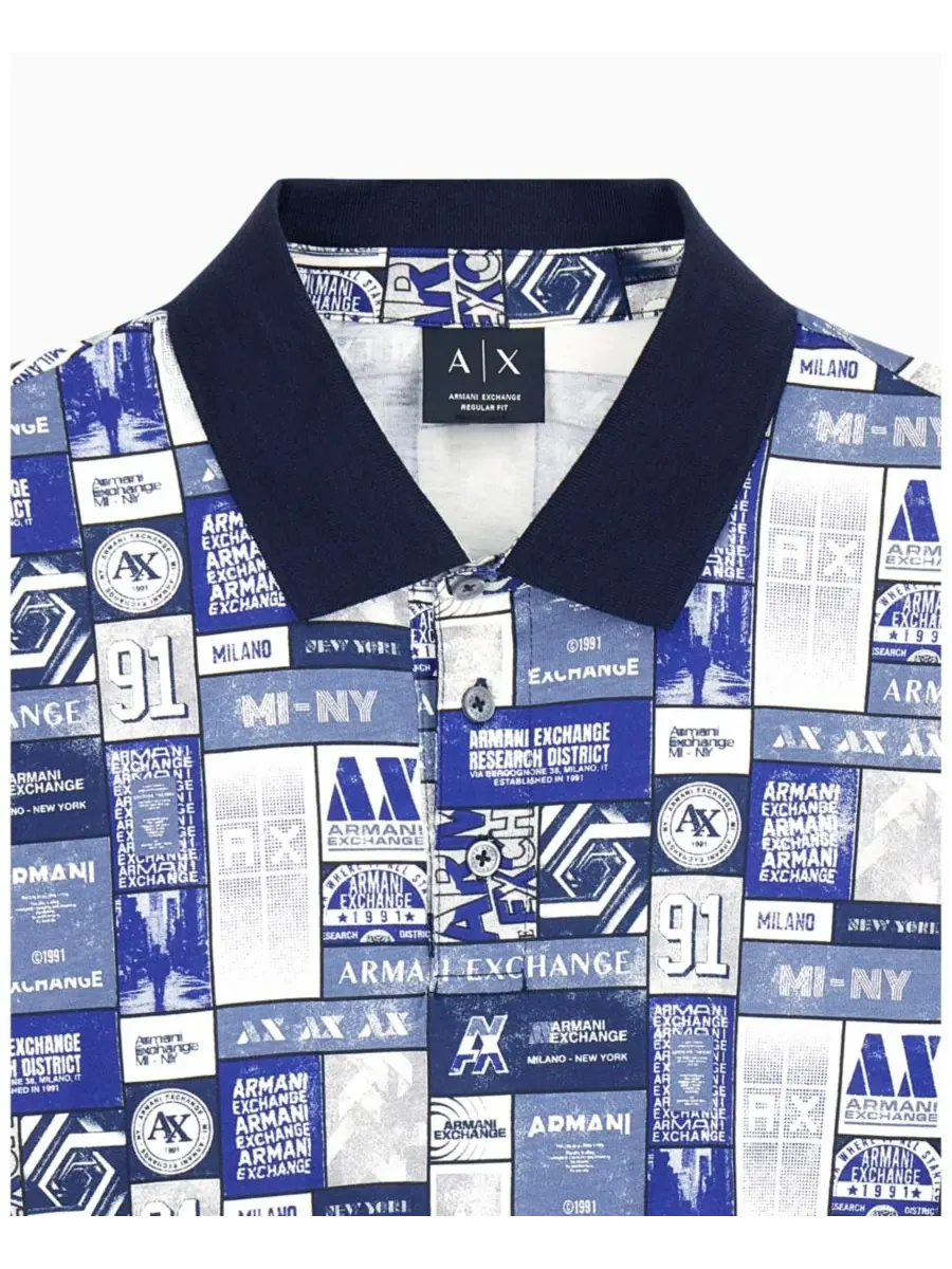 Поло из хлопкового джерси с принтом Collage Logo A|X Armani Exchange — изображение 5 из 8, белый