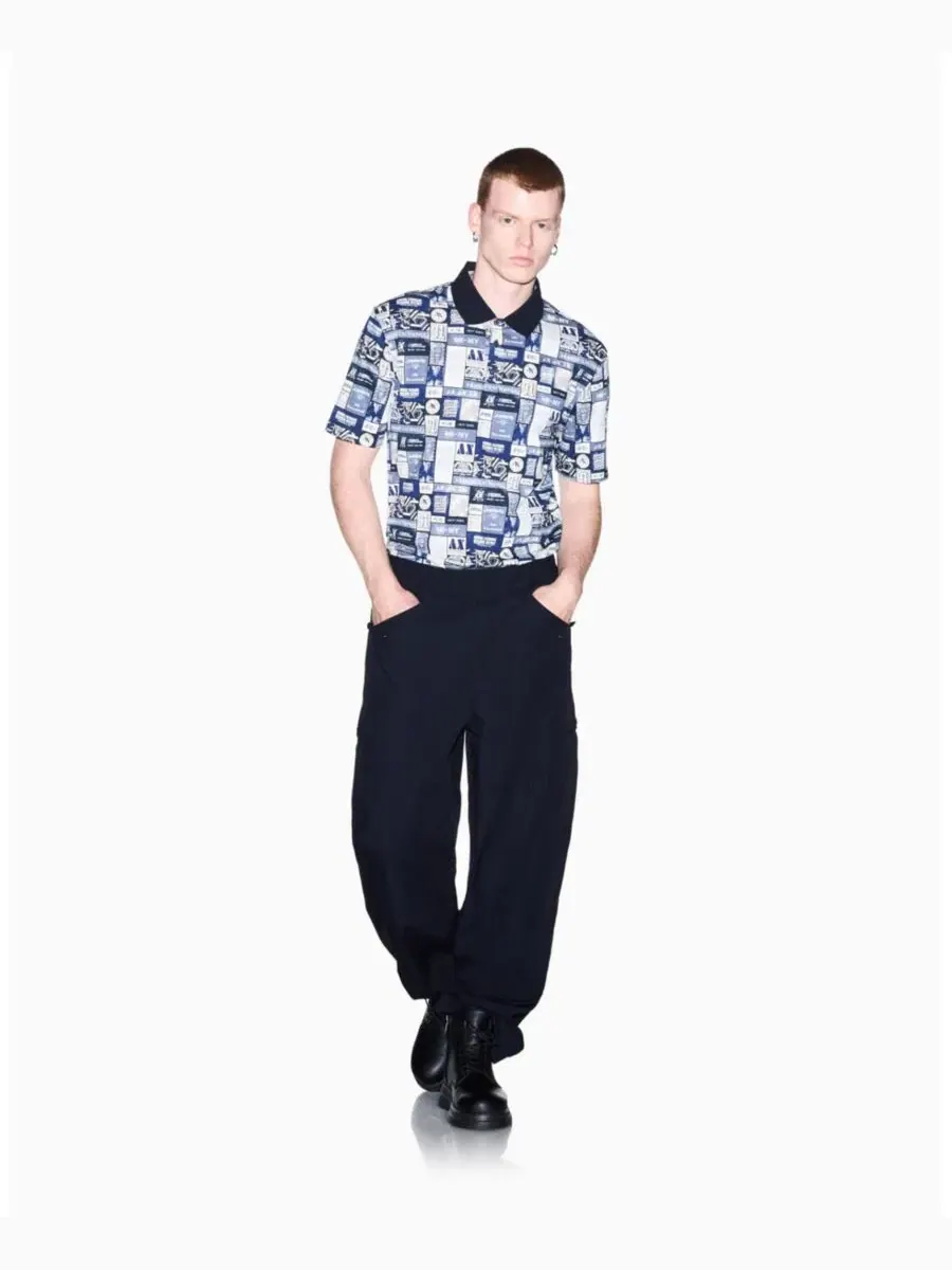Поло из хлопкового джерси с принтом Collage Logo A|X Armani Exchange — изображение 6 из 8, белый