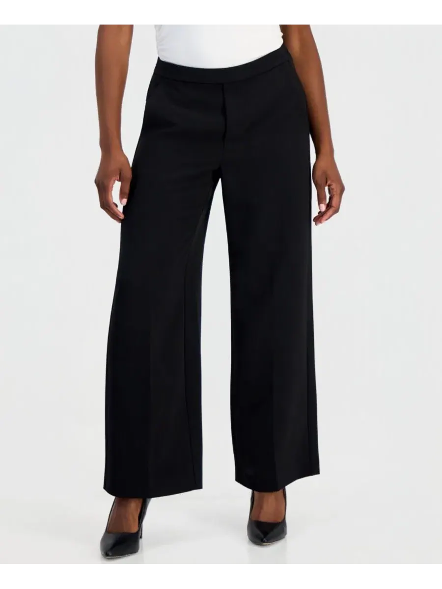 Брюки прямого кроя с высокой посадкой, без застежек, модель Petite High-Rise Wide-Leg I.N.C — изображение 2 из 6