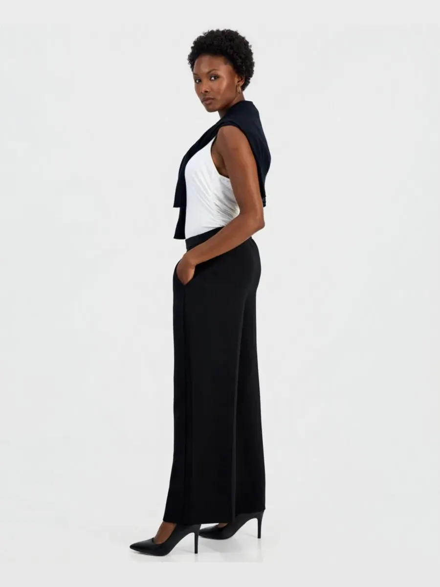 Брюки прямого кроя с высокой посадкой, без застежек, модель Petite High-Rise Wide-Leg I.N.C — изображение 4 из 6