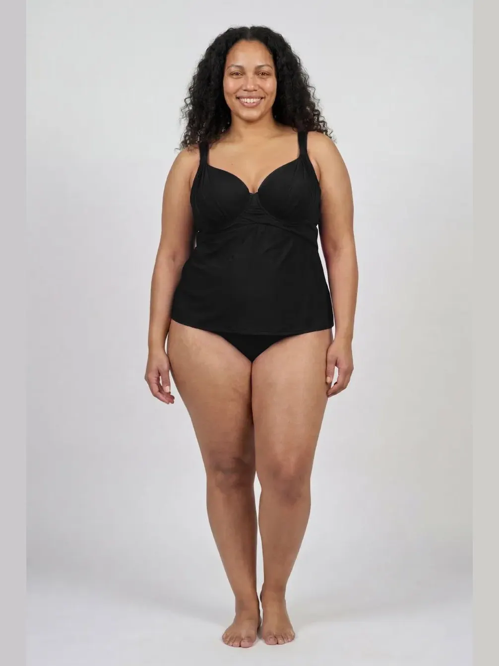 Танкини-топ на косточках с драпировкой, модель Drape Front Swimsuits for All — изображение 1 из 3, черный