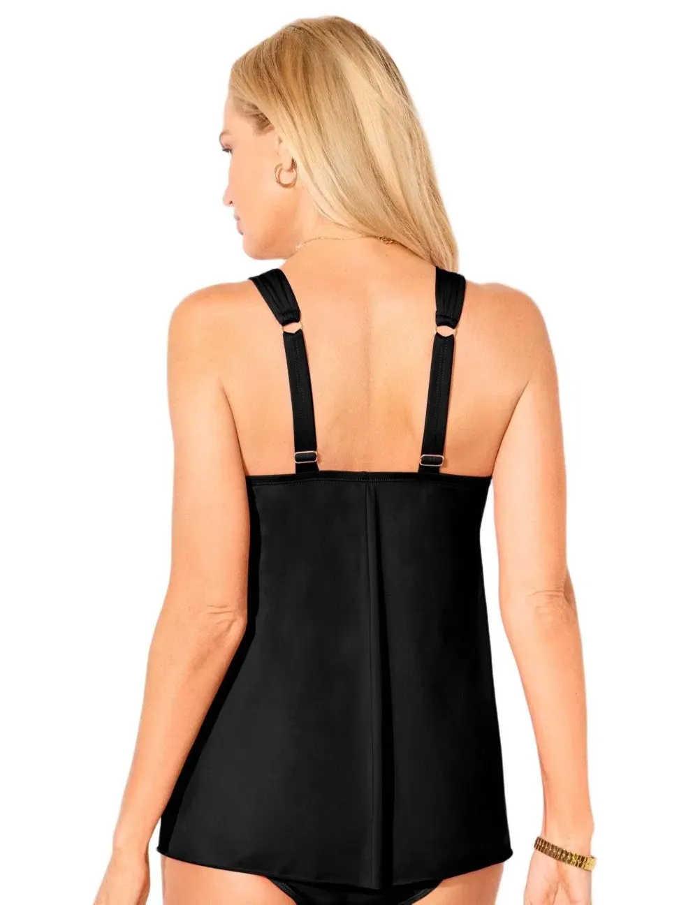 Танкини-топ на косточках с драпировкой, модель Drape Front Swimsuits for All — изображение 3 из 3, черный