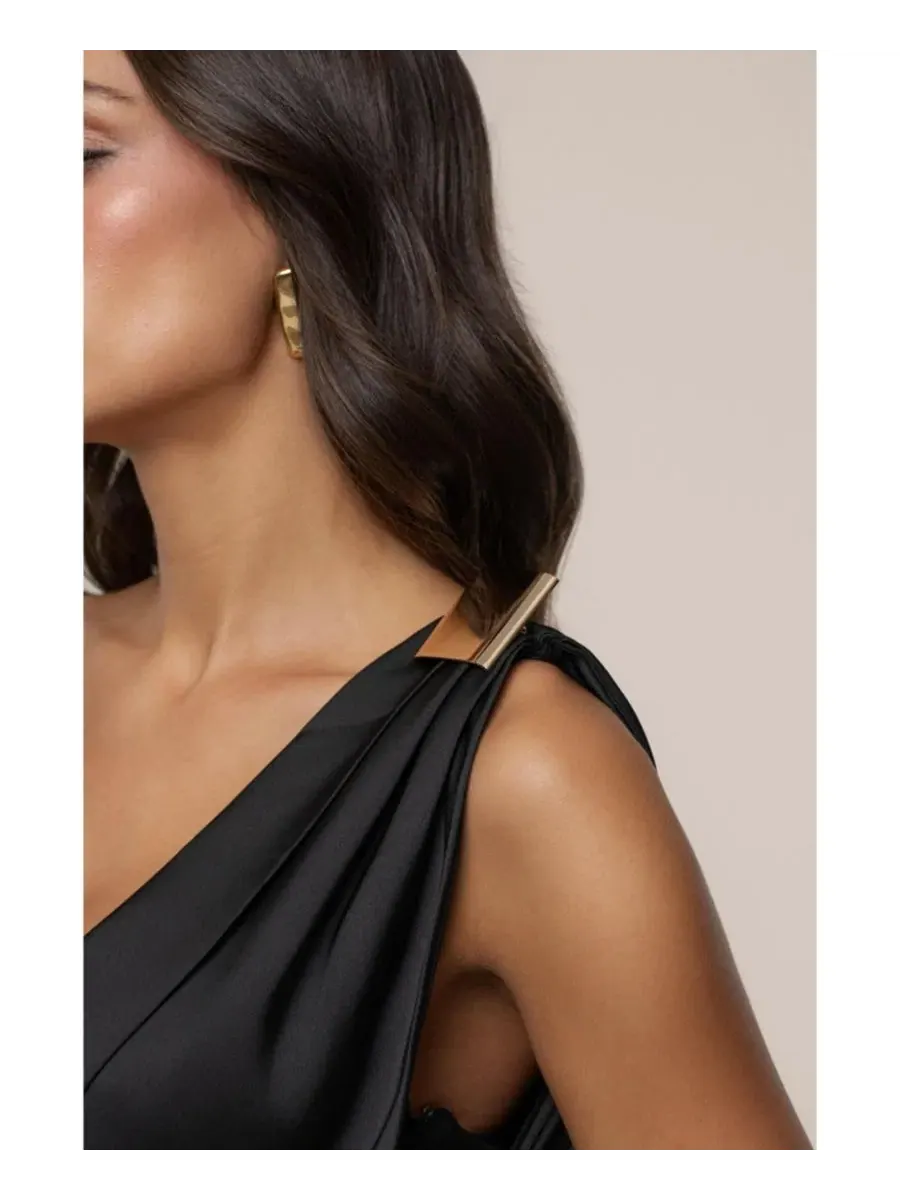 Женское макси-платье Draped Radiance Jluxlabel — изображение 8 из 8, черный