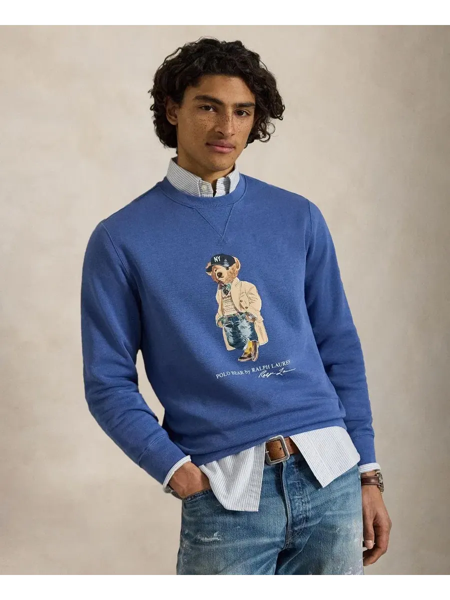 Свитшот мужской с принтом Polo Bear Polo Ralph Lauren — изображение 1 из 6, синий
