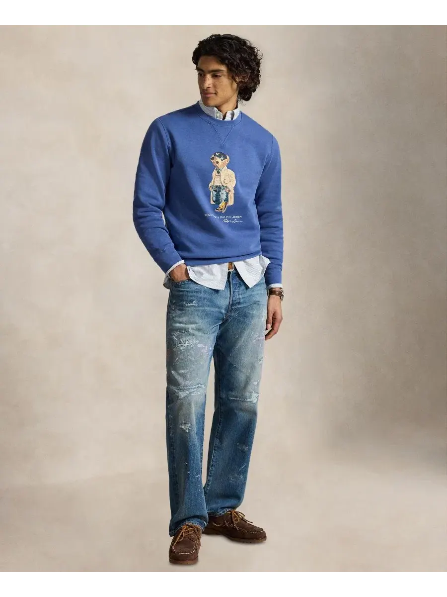 Свитшот мужской с принтом Polo Bear Polo Ralph Lauren — изображение 2 из 6, синий