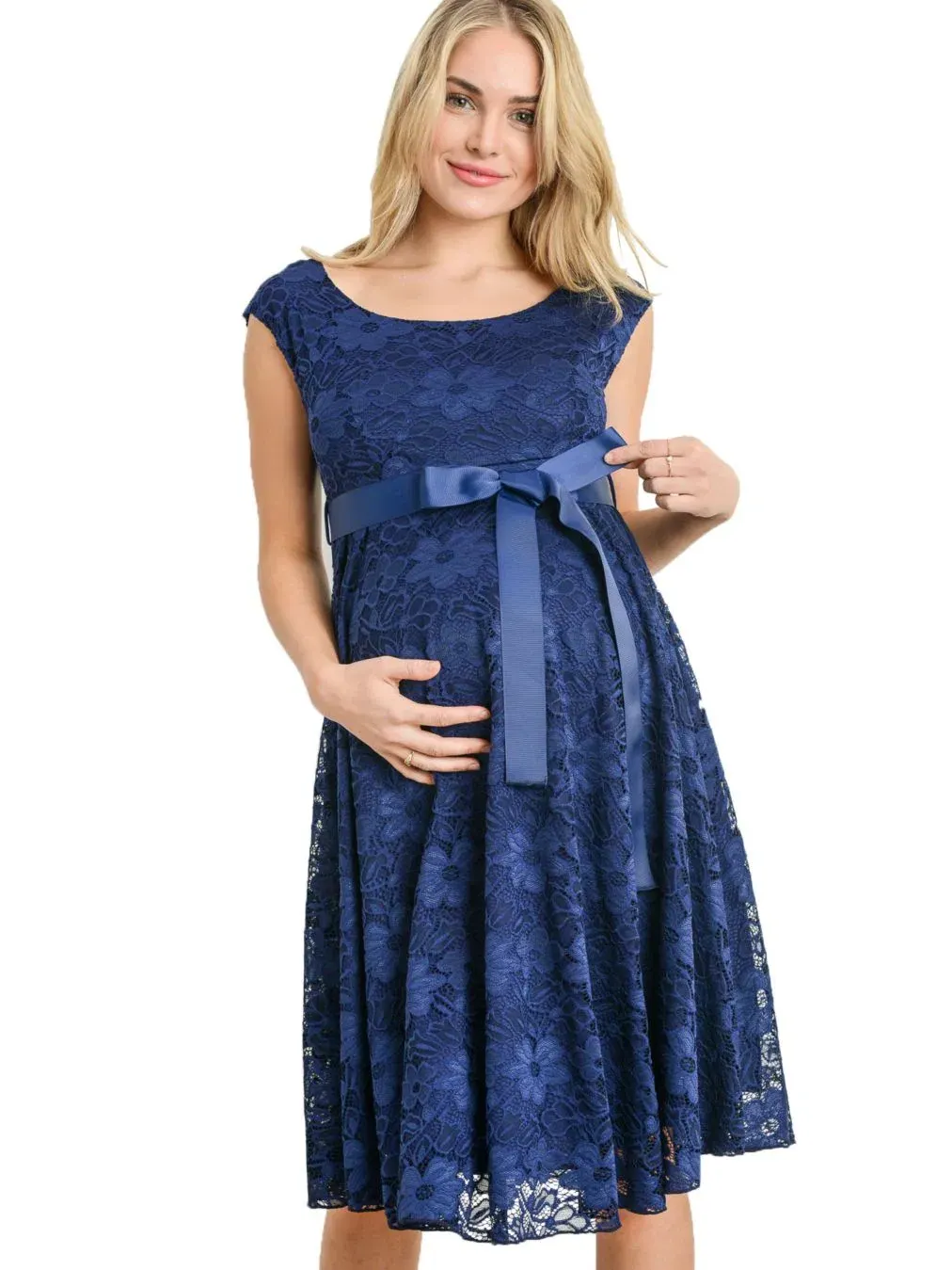 Платье кружевное с завышенной талией и лентой, модель Lace A-Line Dress Hello Miz