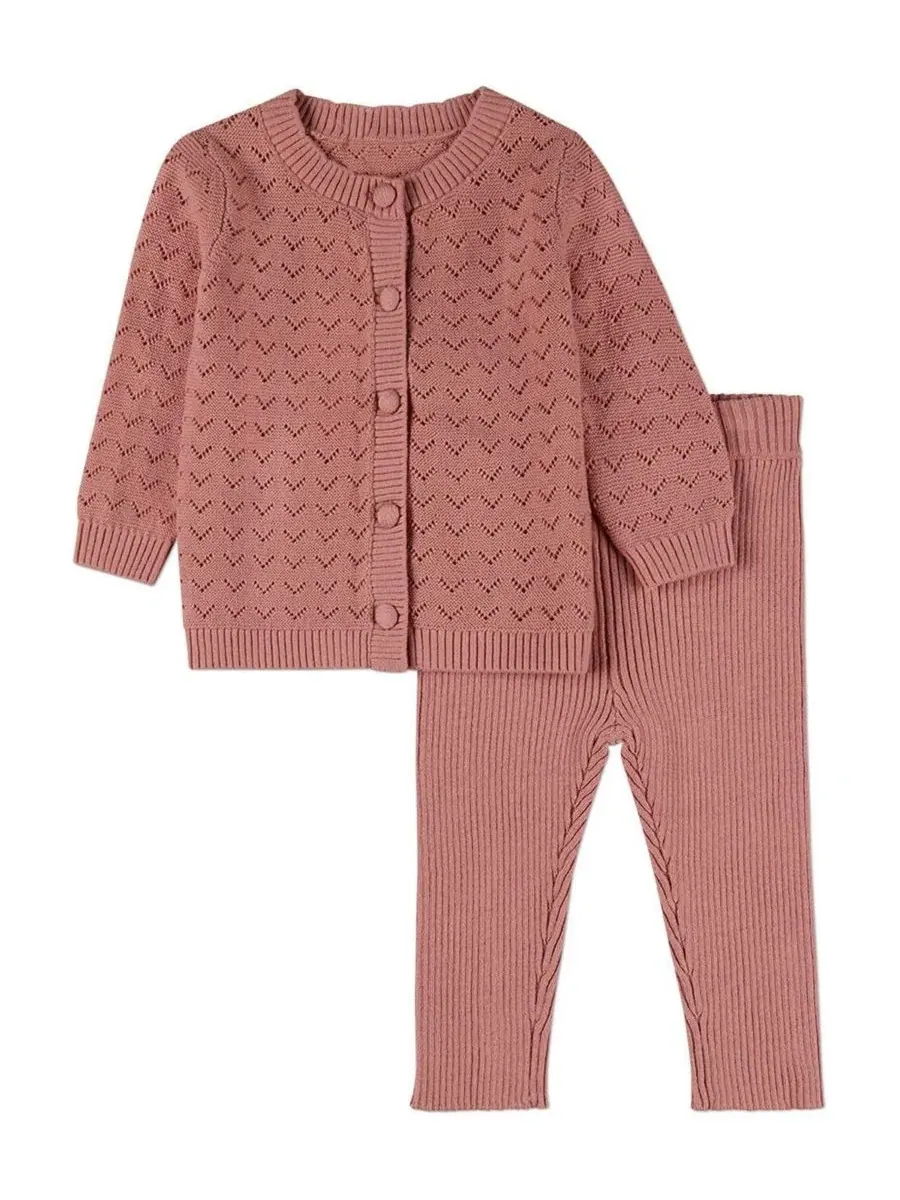 Комплект из кардигана и брюк для девочек Chevron Knit Set MeMoi