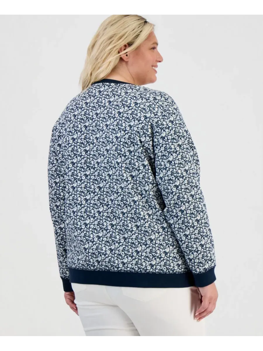 Женский свитшот с флисом и принтом Plus Size Style & Co — изображение 2 из 4, синий