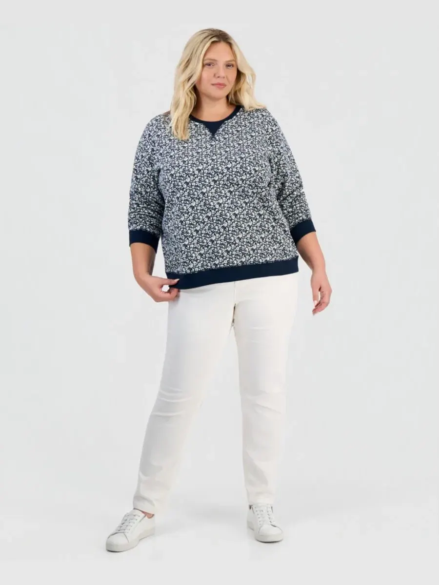 Женский свитшот с флисом и принтом Plus Size Style & Co — изображение 4 из 4, синий