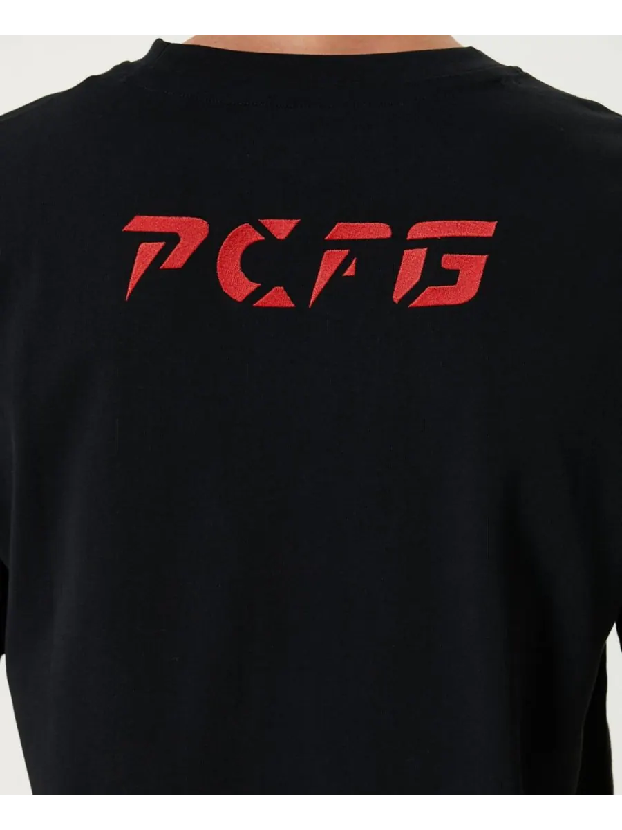 Мужская хлопковая футболка с рваным логотипом PCFG — изображение 8 из 10, черный