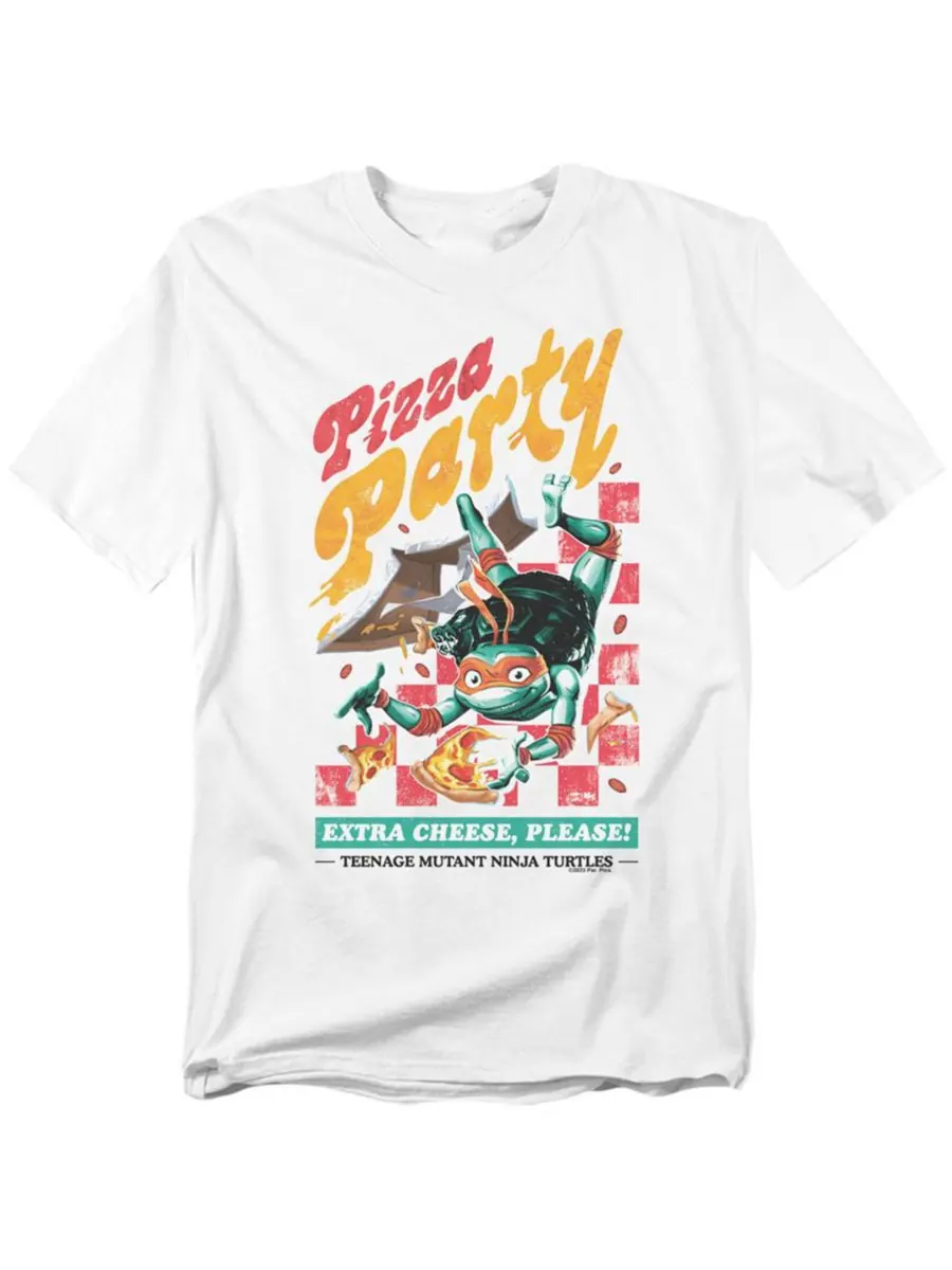 Футболка Big & Tall TMNT Mutant Mayhem Mikey Pizza Party TEENAGE MUTANT NINJA TURTLES — изображение 1 из 3, белый