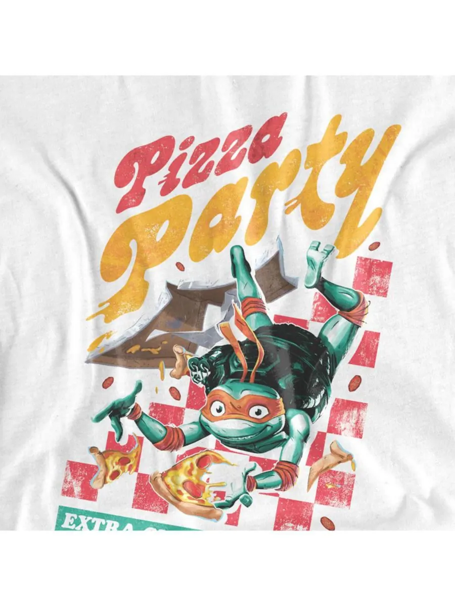 Футболка Big & Tall TMNT Mutant Mayhem Mikey Pizza Party TEENAGE MUTANT NINJA TURTLES — изображение 2 из 3, белый