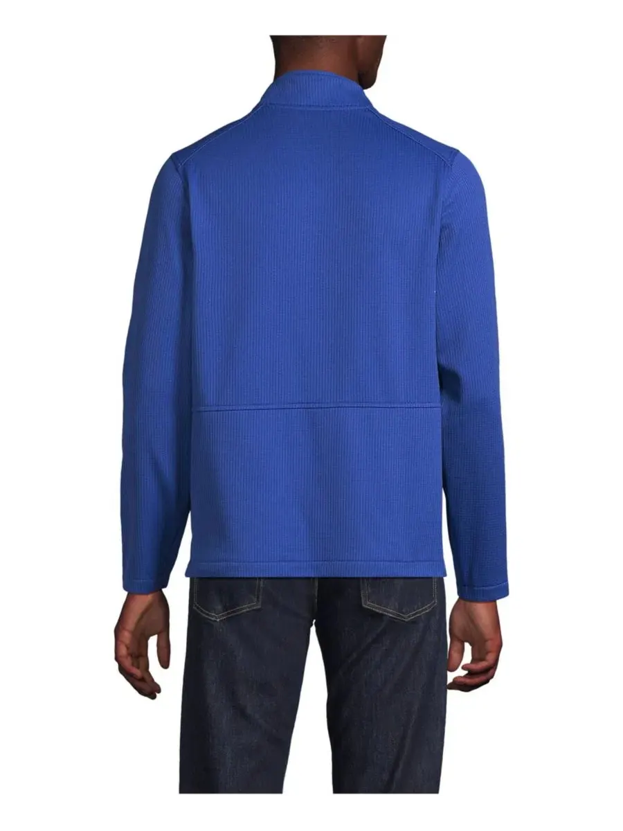 Пуловер с воротником-поло Grid Tech Snapneck Pullover Lands' End — изображение 2 из 4, темный синий