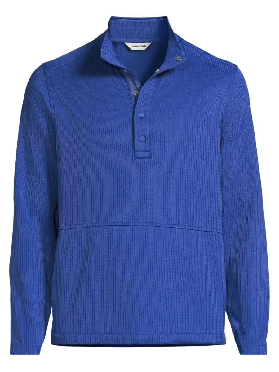 Пуловер с воротником-поло Grid Tech Snapneck Pullover Lands' End — изображение 3 из 4, темный синий