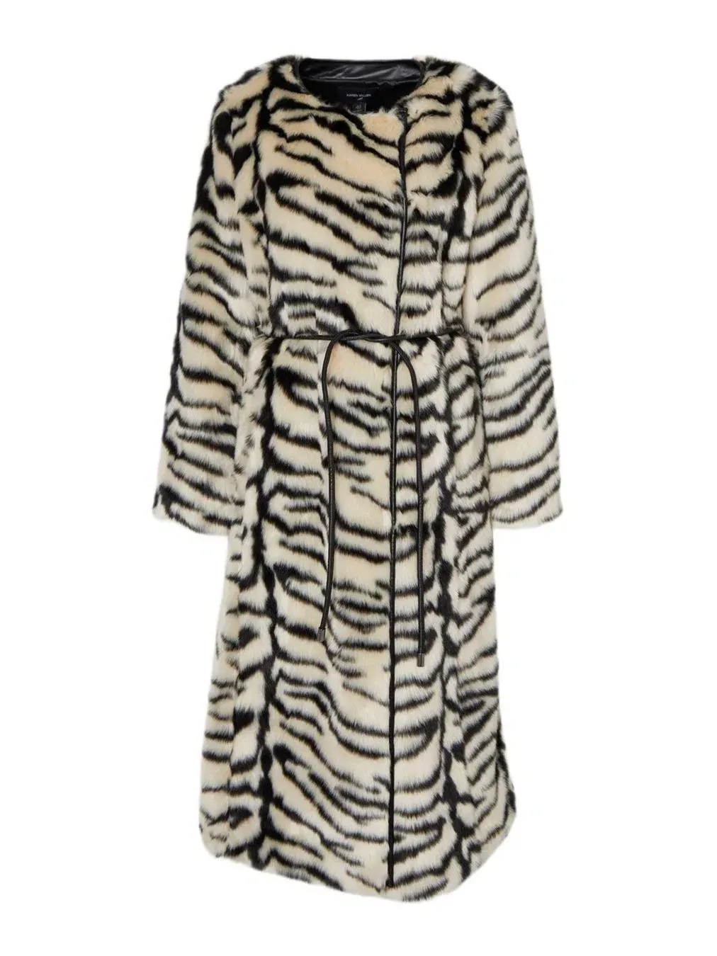 Пальто миди из искусственного меха с поясом, модель Zebra Print Karen Millen — изображение 2 из 7, мульти