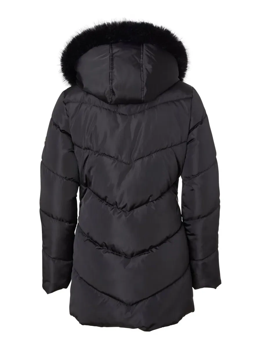 Детский пуховик с капюшоном Bow Hooded Puffer Jacket Kensie Girl — изображение 2 из 4, черный
