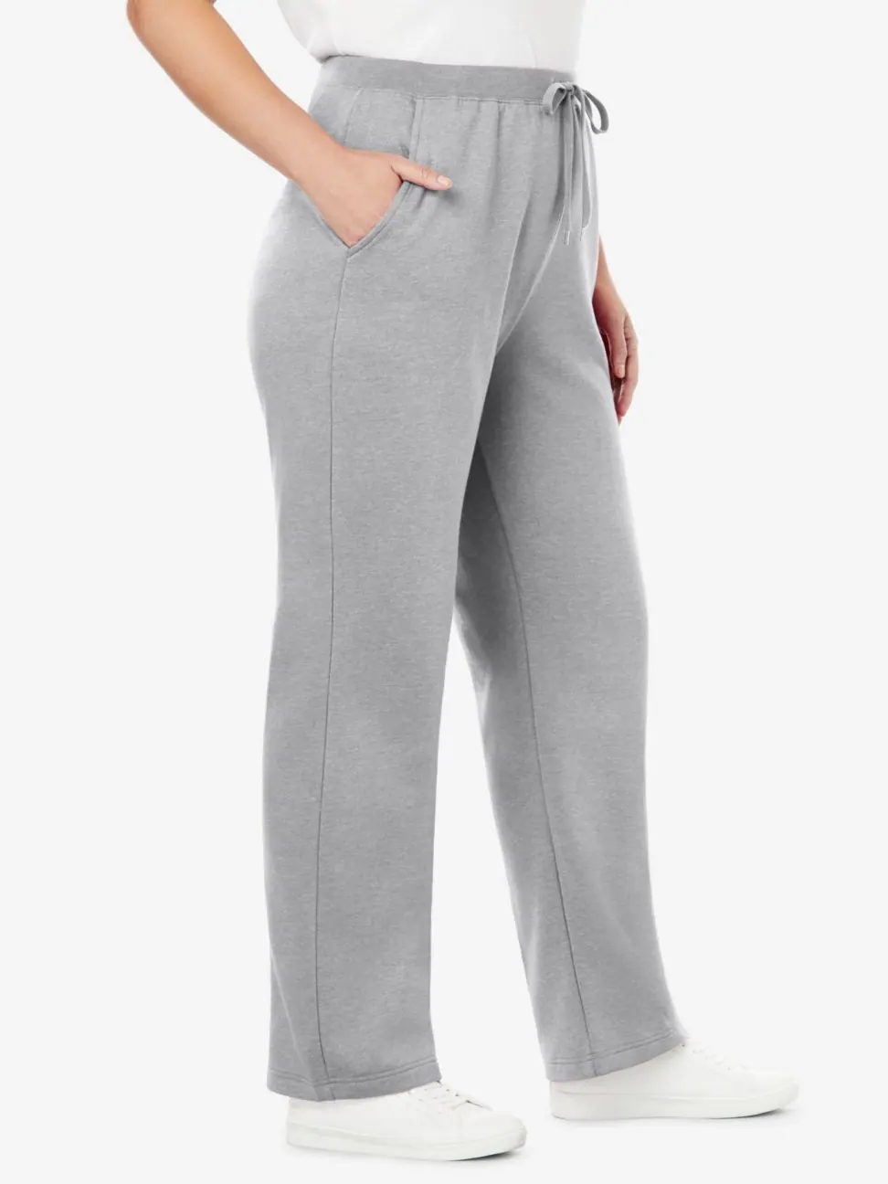 Женские спортивные штаны Within Tall Better-Fleece Pull-On с завязками Woman Within — изображение 2 из 3, серый