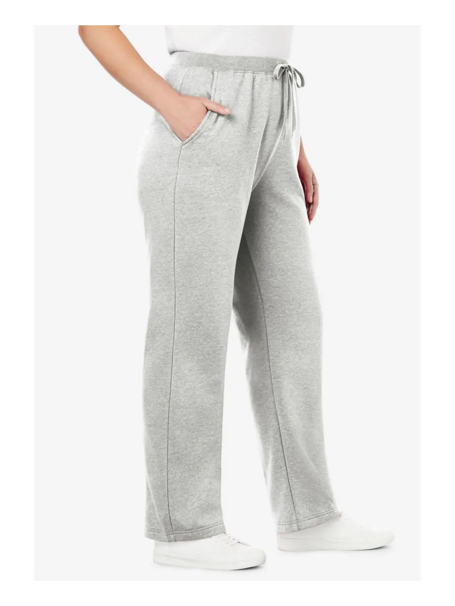 Женские спортивные штаны Within Tall Better-Fleece Pull-On с завязками Woman Within — изображение 2 из 3, серый