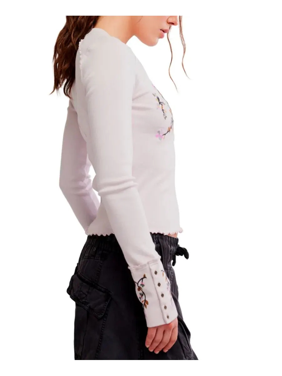 Женский топ с вышивкой и круглым вырезом Free People, Lavender Combo — изображение 3 из 5