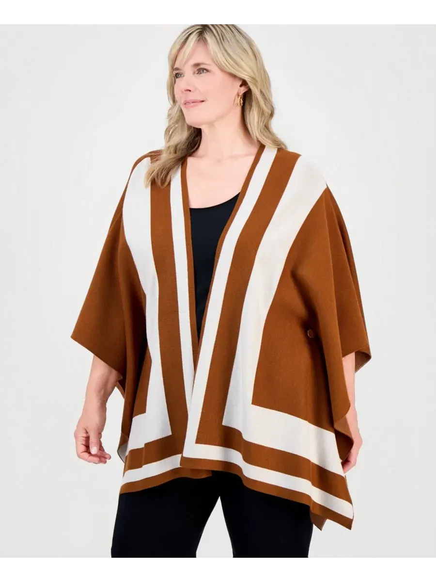 Кардиган с коротким рукавом, цветблок, модель JM Collection — изображение 1 из 3, корица