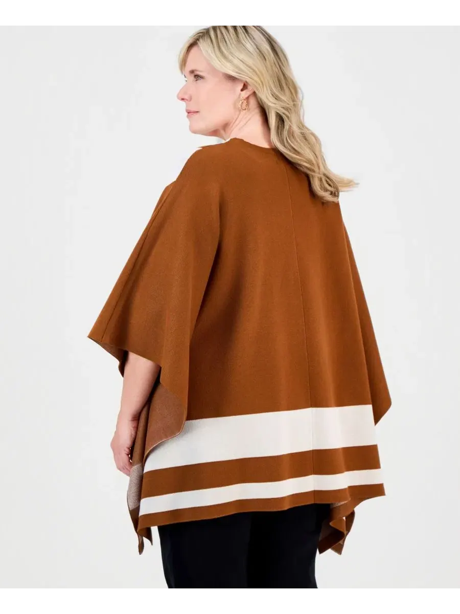 Кардиган с коротким рукавом, цветблок, модель JM Collection — изображение 2 из 3, корица