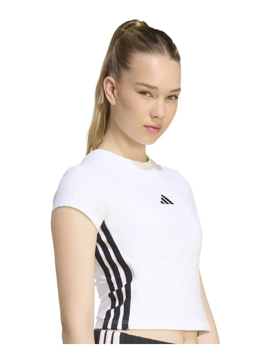 Женская футболка с коротким рукавом, приталенная, хлопковая, с логотипом adidas