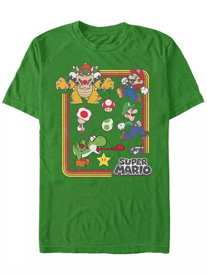 Футболка мужская Nintendo Super Mario Retro Group Playing с коротким рукавом Fifth Sun — изображение 1 из 1, зеленый