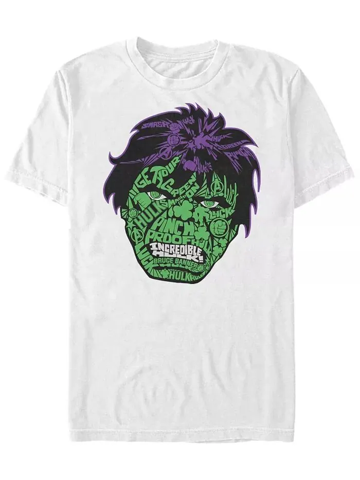 Мужская ретро-футболка Marvel Good Luck Hulk Big Face с коротким рукавом Fifth Sun — изображение 1 из 1, белый