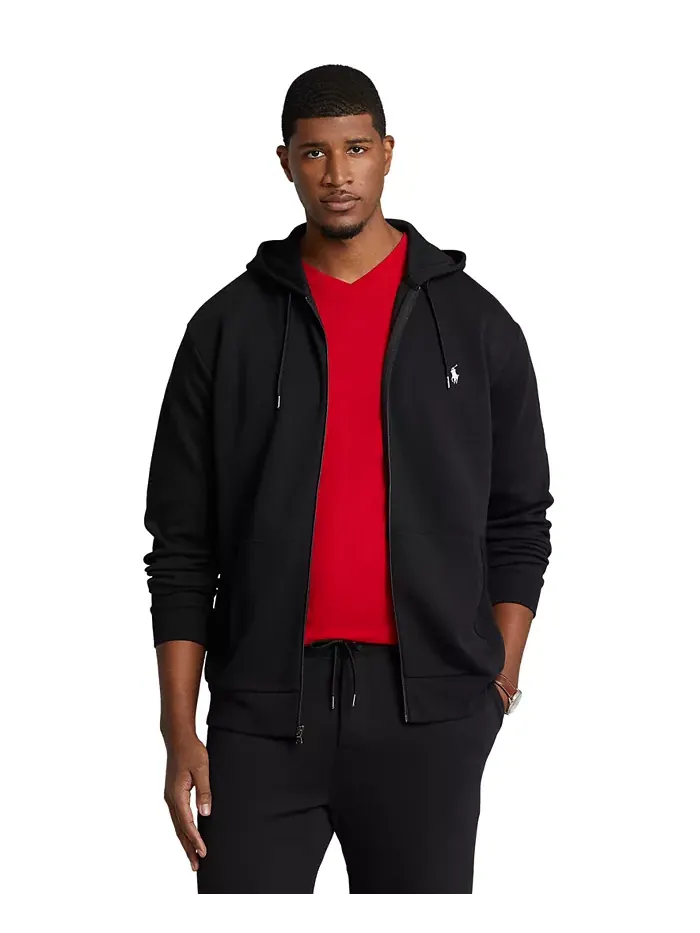 Мужская толстовка с молнией Big & Tall из двойного трикотажа Polo Ralph Lauren — изображение 1 из 4, черный