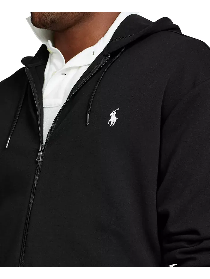 Мужская толстовка с молнией Big & Tall из двойного трикотажа Polo Ralph Lauren — изображение 3 из 4, черный