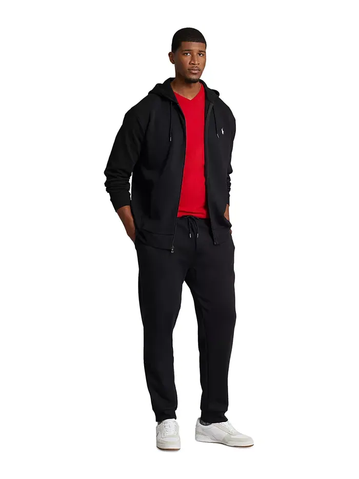 Мужская толстовка с молнией Big & Tall из двойного трикотажа Polo Ralph Lauren — изображение 4 из 4, черный