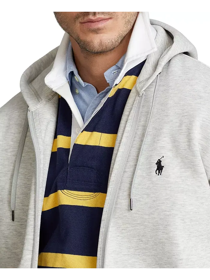 Мужская толстовка с молнией Big & Tall из двойного трикотажа Polo Ralph Lauren — изображение 3 из 4, серый