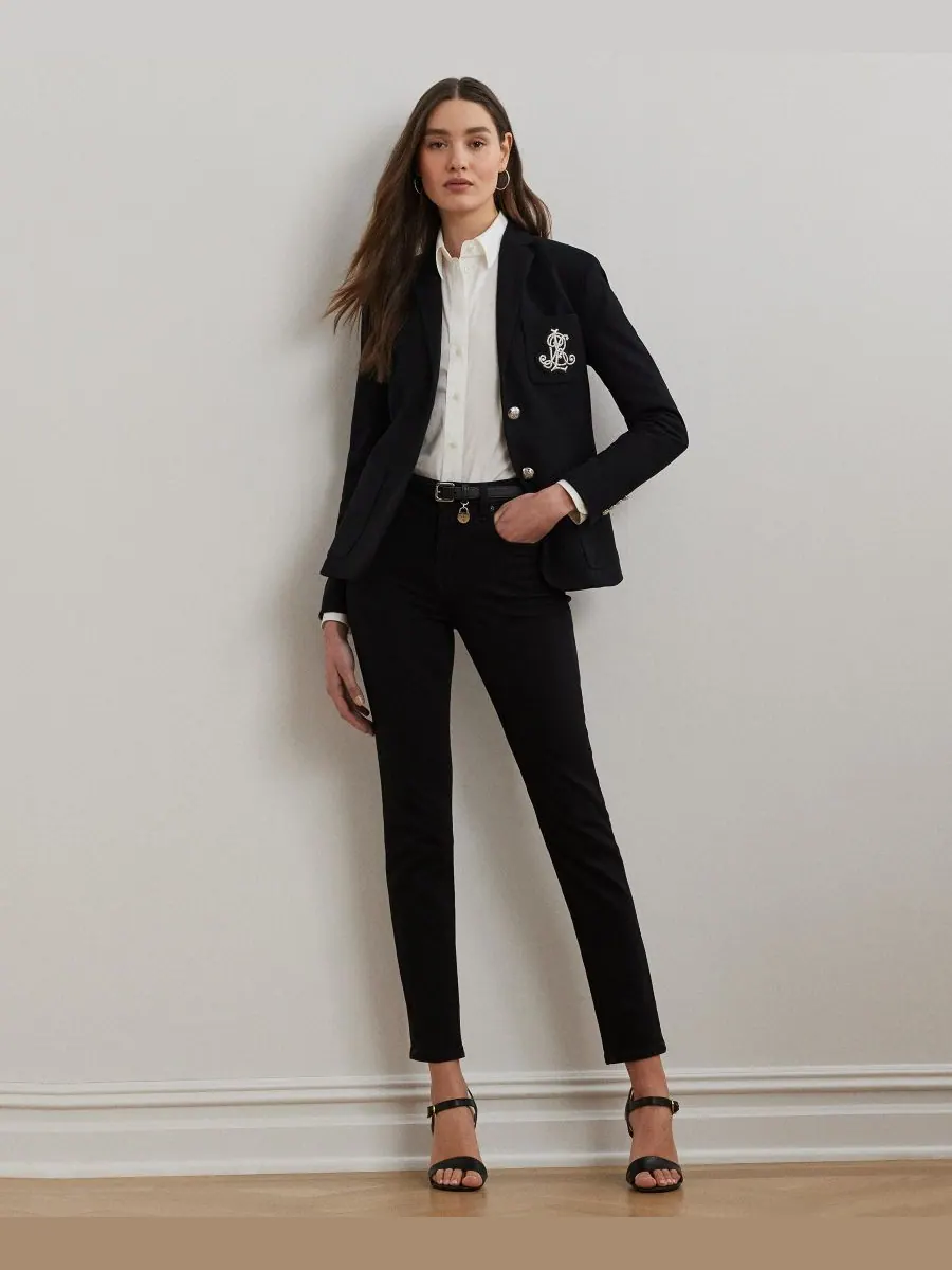 Жаккардовый блейзер с вышивкой булиньон, размеры P/XS-3X Lauren Ralph Lauren — изображение 2 из 6, черный