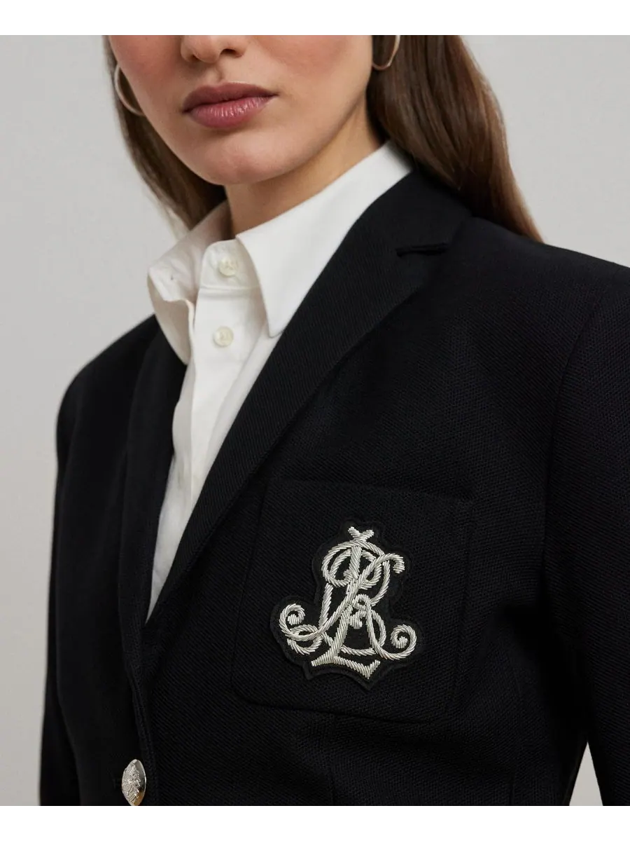 Жаккардовый блейзер с вышивкой булиньон, размеры P/XS-3X Lauren Ralph Lauren — изображение 3 из 6, черный