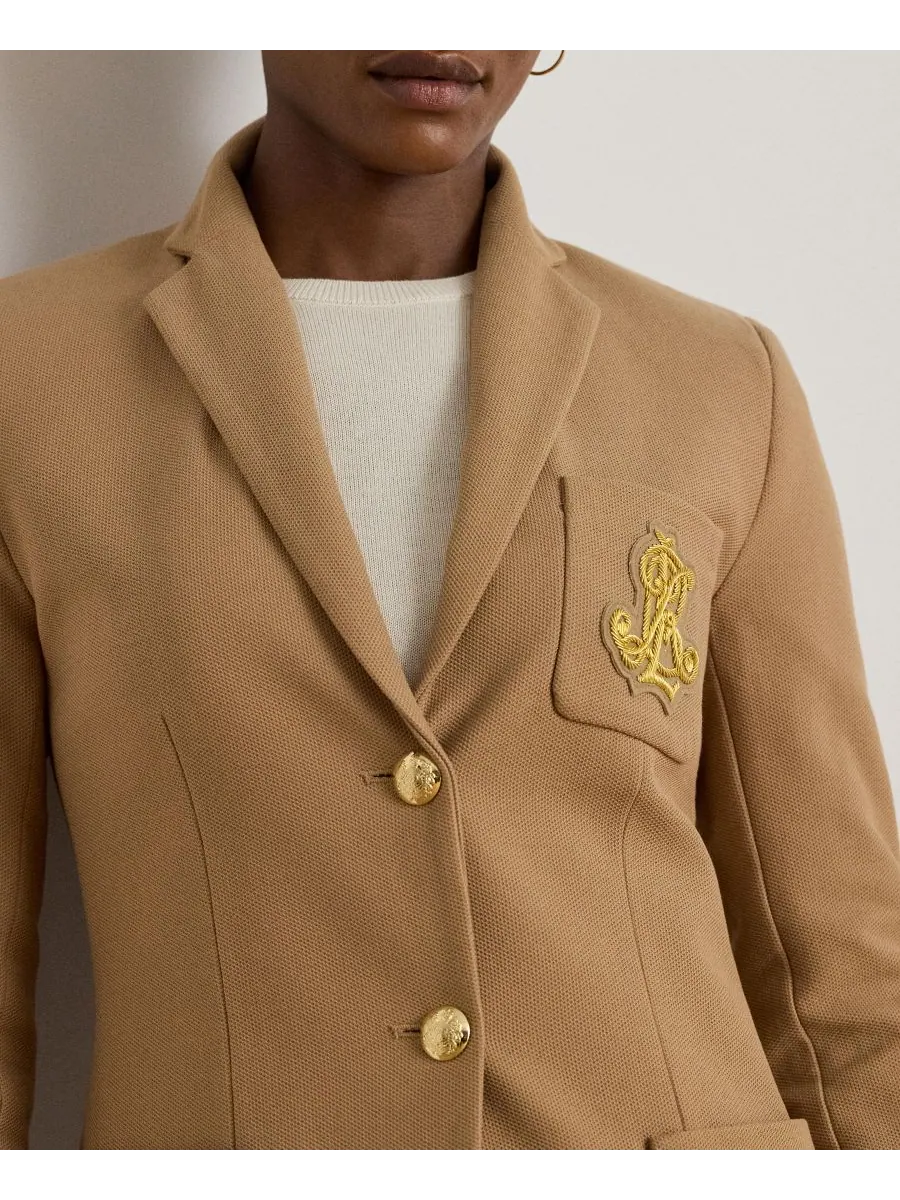 Жаккардовый блейзер с вышивкой булиньон, размеры P/XS-3X Lauren Ralph Lauren — изображение 6 из 7, коричневый