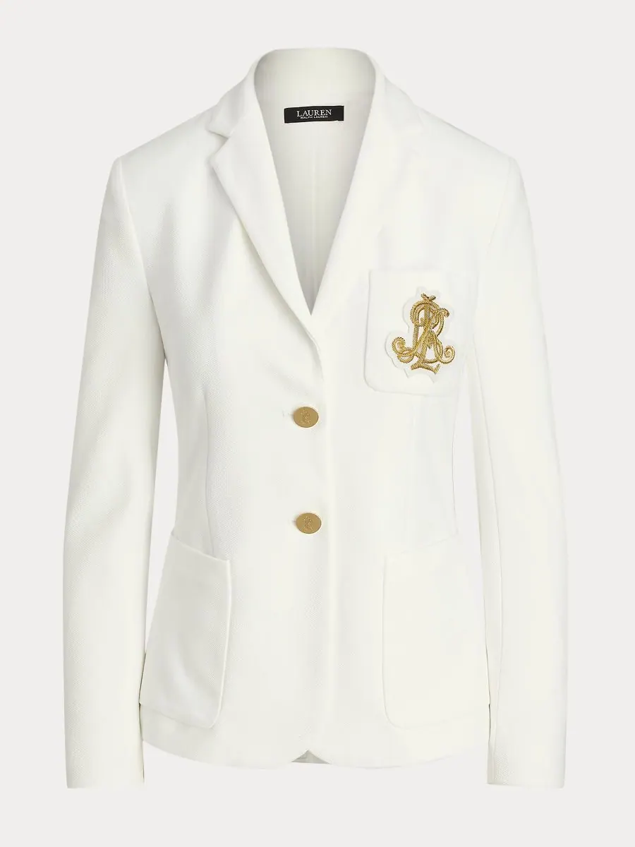 Жаккардовый блейзер с вышивкой булиньон, размеры P/XS-3X Lauren Ralph Lauren — изображение 6 из 6, белый